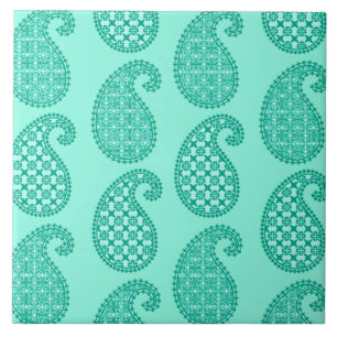 Paisley-Muster, Aqua und Türkis Fliese