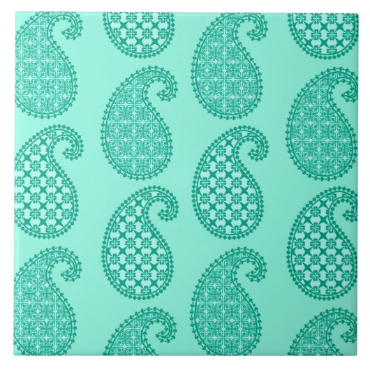 Paisley-Muster, Aqua und Türkis Fliese (Vorderseite)