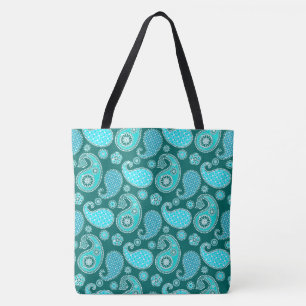 Paisley-Muster, Aquamarin, Aqua und White Tasche