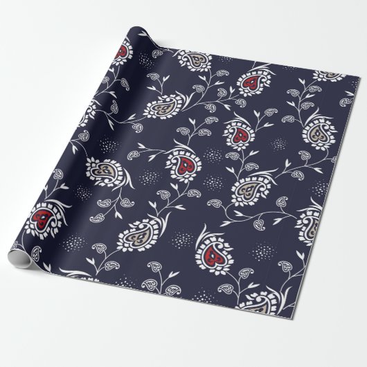 Paisley-Muster auf der Marine Geschenkpapier (Ungerollt)