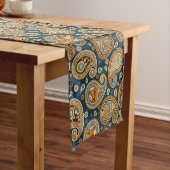 Paisley-Muster blau aquamarin orange elegant Kurzer Tischläufer (Beispiel)