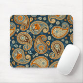 Paisley-Muster blau aquamarin orange elegant Mousepad (Mit Mouse)