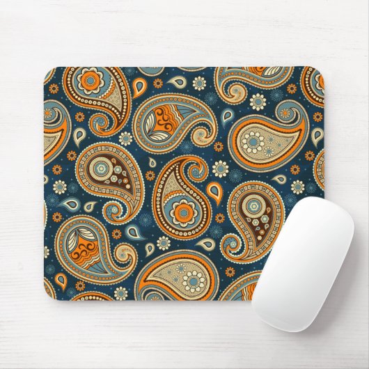 Paisley-Muster blau aquamarin orange elegant Mousepad (Mit Mouse)