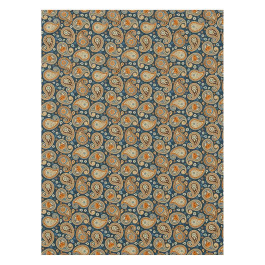 Paisley-Muster blau aquamarin orange elegant Tischdecke (Vorderseite)