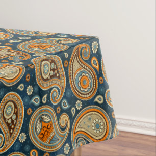 Paisley-Muster blau aquamarin orange elegant Tischdecke
