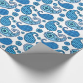 Paisley-Muster, blau auf weiß Geschenkpapier (Ecke)