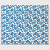 Paisley-Muster, blau auf weiß Geschenkpapier (Flach)