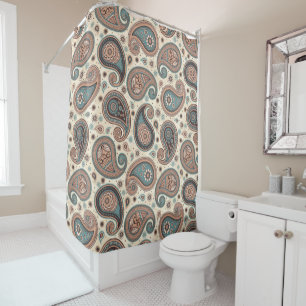 Paisley-Muster braun aquamarin beige elegant Duschvorhang