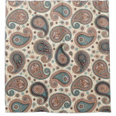 Paisley-Muster braun aquamarin beige elegant Duschvorhang (Vorderseite)