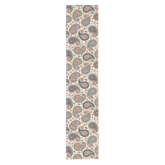 Paisley-Muster braun aquamarin beige elegant Kurzer Tischläufer (Vorderseite)