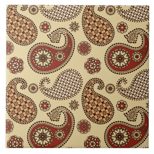 Paisley-Muster, braun, braun, beige Fliese (Vorderseite)