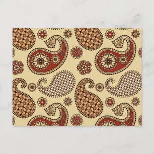 Paisley-Muster, braun, braun, beige Postkarte