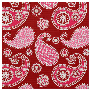 Paisley-Muster, Dunkelrot, Rosa und Weiß Stoff