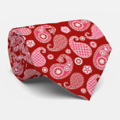Paisley-Muster, Dunkelrot, Weiß und Korallenrosa Krawatte (Gerollt)