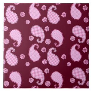 Paisley-Muster, Eispink und Bordeaux Fliese