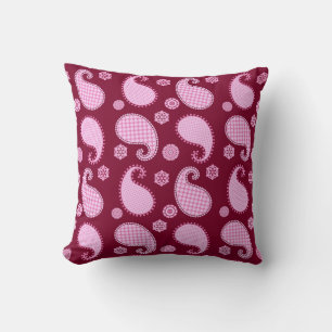 Paisley-Muster, Eispink und Bordeaux Kissen