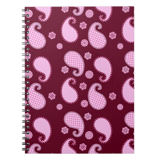 Paisley-Muster, Eispink und Bordeaux Notizblock (Vorderseite)