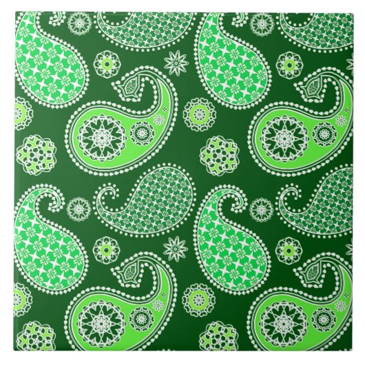 Paisley-Muster, Emerald und Jade Green Fliese (Vorderseite)
