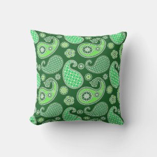 Paisley-Muster, Emerald und Jade Green Kissen Für Draußen