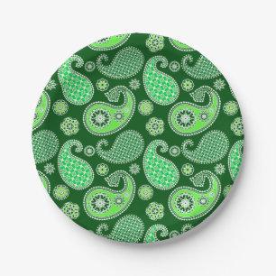 Paisley-Muster, Emerald und Jade Green Pappteller