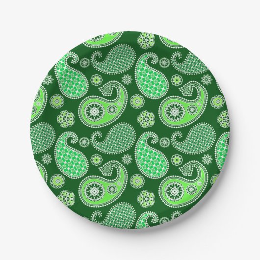 Paisley-Muster, Emerald und Jade Green Pappteller (Vorderseite)