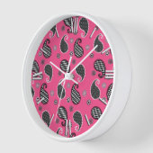 Paisley-Muster, Fuchsia-Rosa, Schwarz und Weiß Uhr (Winkel)