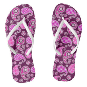 Paisley-Muster, Fuchsienrosa, lila und weiß Badesandalen