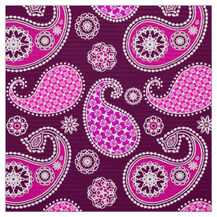 Paisley-Muster, Fuchsienrosa, lila und weiß Stoff