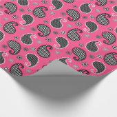 Paisley-Muster, Fuchsienrosa, Schwarz-Weiß Geschenkpapier (Ecke)