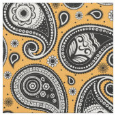 Paisley-Muster gelb Schwarz-weiß Stoff (Nahaufnahme)