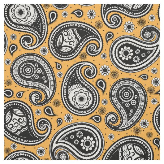 Paisley-Muster gelb Schwarz-weiß Stoff (Muster)