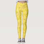 Paisley-Muster Gelbe Yogahose Leggings (Vorderseite)