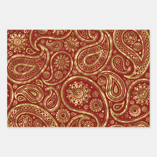 Paisley-Muster Geschenkpapier Set (Vorderseite)