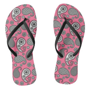 Paisley-Muster, grau auf Rosa Badesandalen