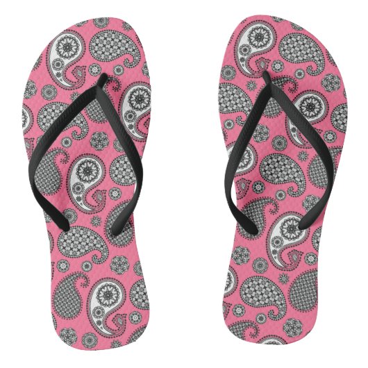 Paisley-Muster, grau auf Rosa Badesandalen (Fußbett)