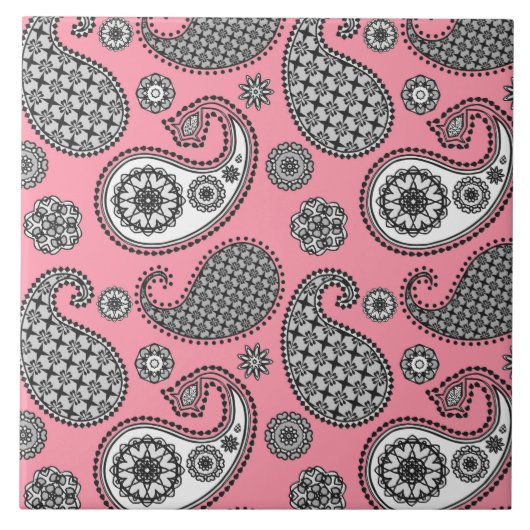 Paisley-Muster, grau auf Rosa Fliese (Vorderseite)