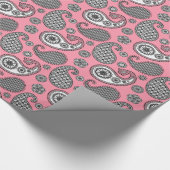 Paisley-Muster, grau auf Rosa Geschenkpapier (Ecke)