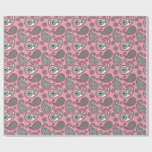 Paisley-Muster, grau auf Rosa Geschenkpapier (Flach)