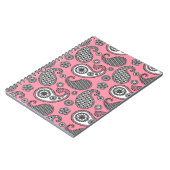 Paisley-Muster, grau auf Rosa Notizblock (Linke Seite)