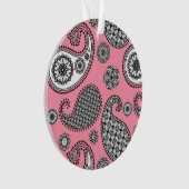 Paisley-Muster, grau auf Rosa Ornament (Vorderseite)