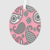 Paisley-Muster, grau auf Rosa Ornament (Vorderseite)
