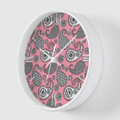 Paisley-Muster, grau auf Rosa Uhr (Winkel)