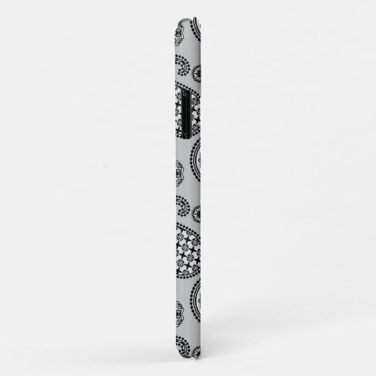 Paisley-Muster, grau, schwarz und weiß Case-Mate iPhone Hülle (Hinten/Rechts)