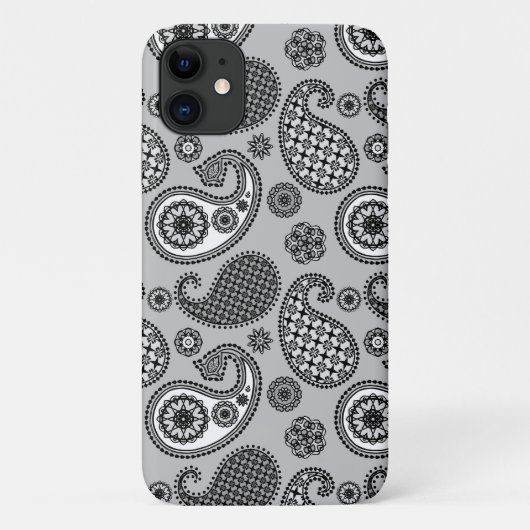 Paisley-Muster, grau, schwarz und weiß Case-Mate iPhone Hülle (Rückseite)