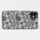 Paisley-Muster, grau, schwarz und weiß Case-Mate iPhone Hülle (Rückseite (Horizontal))
