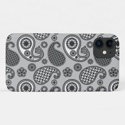 Paisley-Muster, grau, schwarz und weiß Case-Mate iPhone Hülle (Rückseite (Horizontal))