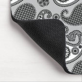 Paisley-Muster, grau, schwarz und weiß Mousepad (Ecke)