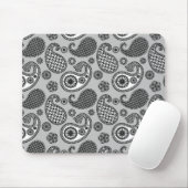 Paisley-Muster, grau, schwarz und weiß Mousepad (Mit Mouse)