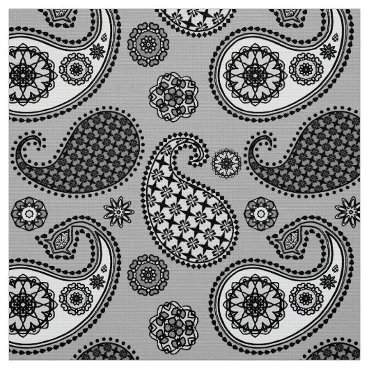 Paisley-Muster, grau, schwarz und weiß Stoff (Muster)