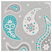 Paisley-Muster grau und aquamarin Stoff (Nahaufnahme)